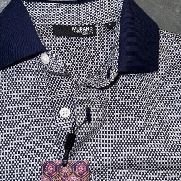 Murano Men's Blue and White Shirt - Picture 6 of 11